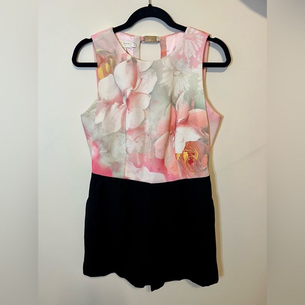 Ted Baker Cinese Rose Print Romper - Size 4